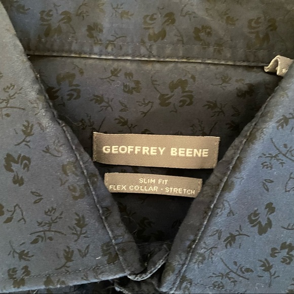 GEOFFREY BEENE blue floral button down L - Picture 3 of 7
